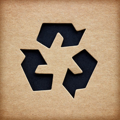 Rough paper texture with recycle symbol