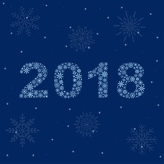 2018 made of snowflakes. New Year card, vector illustration