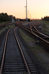 Fototapeta na wymiar Train rails are sunset