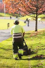 lawn mower grass service gardener  in  city park