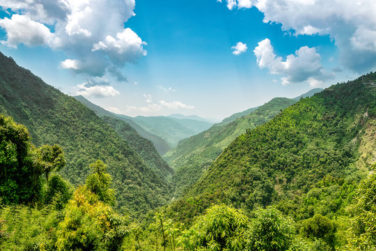 mountains in anapurna valley in himalayas. nepal