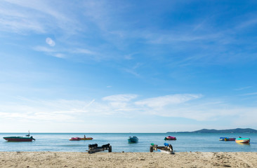the beach relaxing in the holiday at the sea and life ring of thailand land rayong