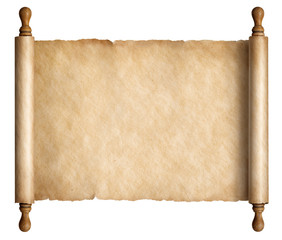 Old scroll parchment with wooden handles 3d illustration