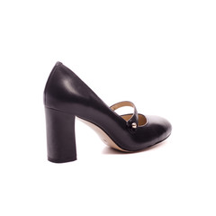 black women's shoes isolated on white background.