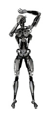 3D Rendering Male Robot on White