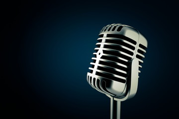 Fototapeta na wymiar Close up shot of a vintage microphone - 3d render