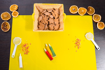 Decorating gingerbread cookies for Christmas