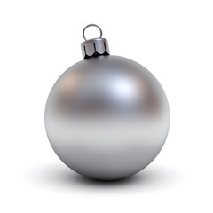 Naklejka na ściany i meble Metal Christmas ball or Silver christmas ball isolated on white background with shadow for christmas decoration . 3D rendering.