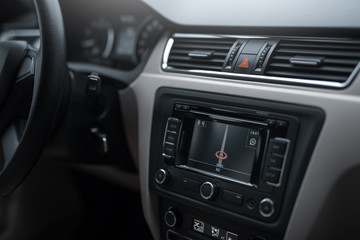 Obraz na płótnie Canvas Car navigation system in modern car interior.