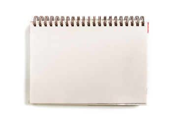 Blank notebook or notepad on white background