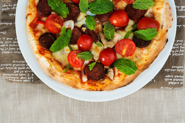 tasty pizza on a the table