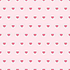 Cute primitive retro pattern with small hearts on dots background