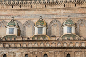 Palermo Cathedral (Metropolitan Cathedral of the Assumption of Virgin Mary) in Palermo, Sicily, Italy. Architectural complex built in Norman, Moorish, Gothic, Baroque and Neoclassical style