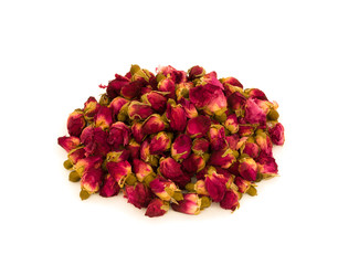 Heap of rosebuds for rose tea isolated