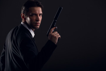 Image from back of gangster guy