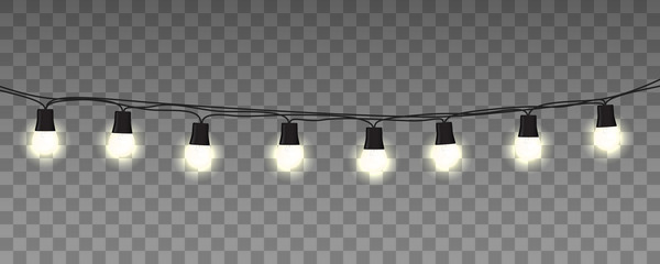 Christmas garlands on a transparent background. Glowing lights, garlands, Christmas decorations, realistic design elements.