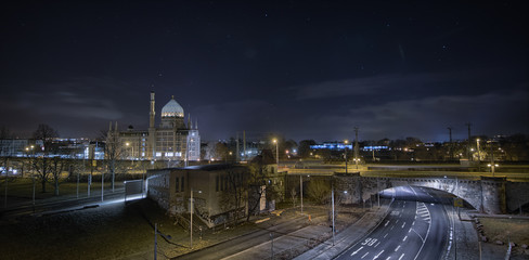 Yenidze In Dresden City Night Panorama