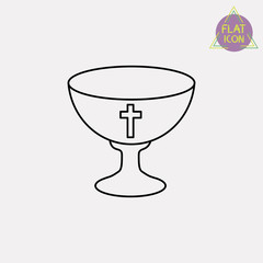 Christian cup line icon