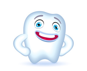 Cartoon Tooth Character with hands on his hips