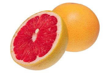 Fresh grapefruits on a white background