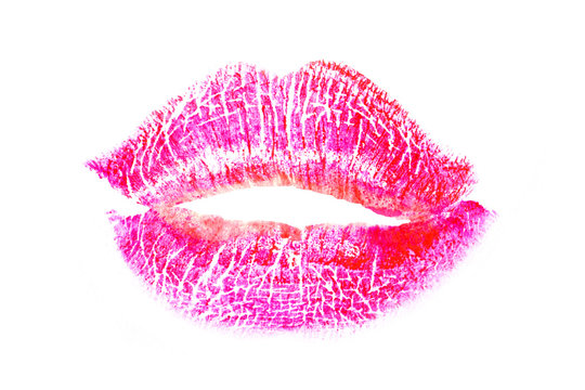 lipstick kiss on white background.