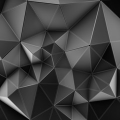 Abstract Low Triangular polygon shapes, triangles mosaic, poly design, creative black with line background. 3d rendering