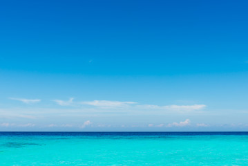 Beautiful turquoise-colored waters in the Caribbean Sea at the Tortuga (Turtle) island, northern Venezuela.