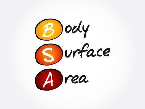 BSA - Body Surface Area acronym, concept background