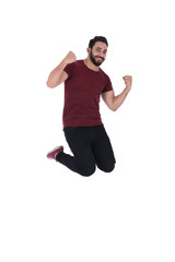 man jumping for joy