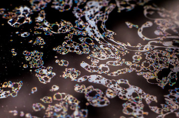 Beautiful psychedelic abstraction formed by light on the surface of a soap bubble