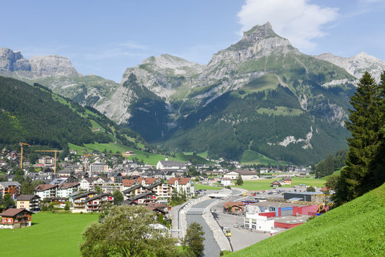 The village of Engelberg on the Swiss alps
