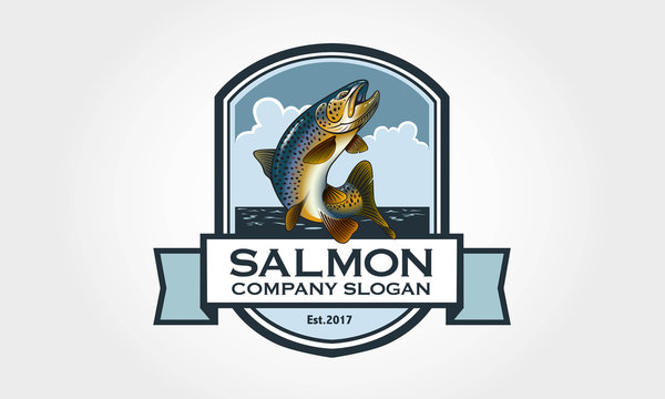 salmon fish seafood logo, Logos ft. salmon & fishing - Envato Elements