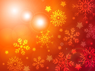 Vector and illustration of red Christmas background with golden snowflake and flare and shiny light red color background for Christmas, Winter and New year card, background or backdrop