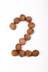 figure two nuts on white background, isolated