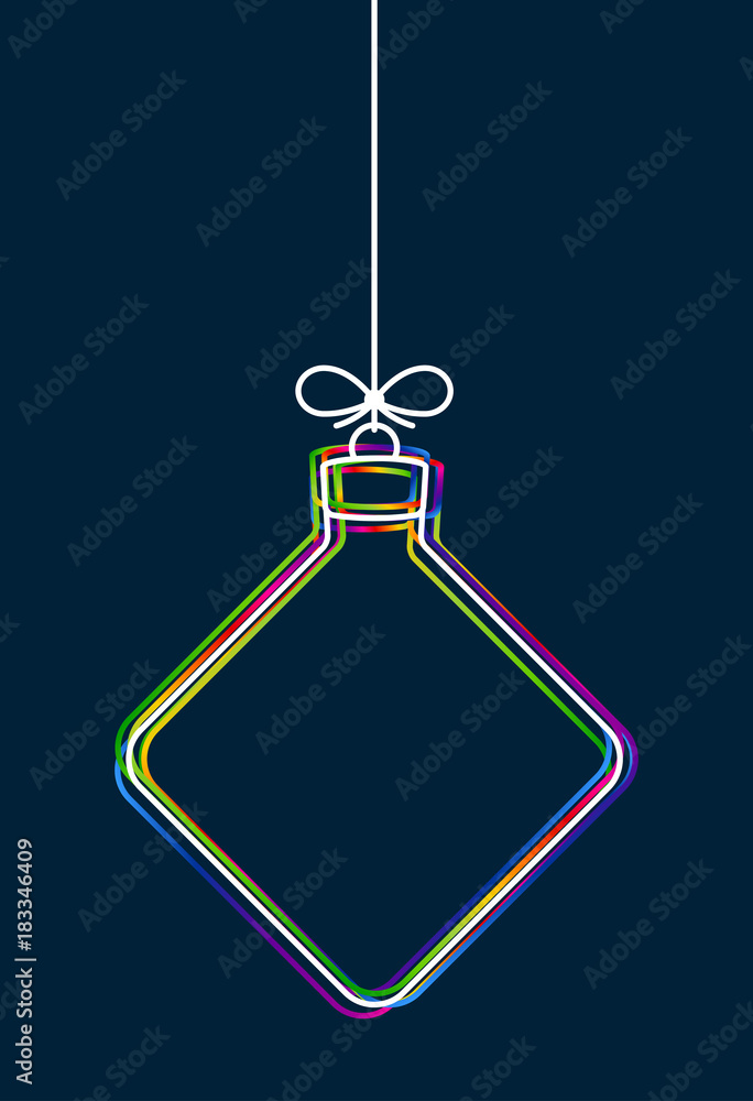 Leinwandbilder vector hanging abstract colorful christmas ball on a string with a bow consisting of multicolored ou