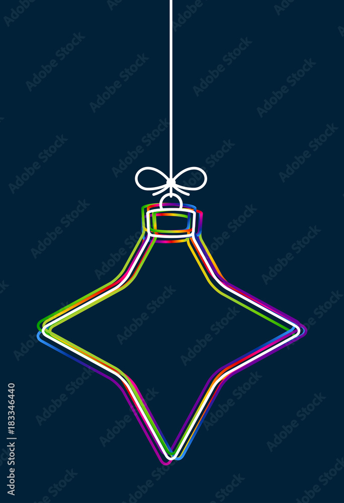 Leinwandbilder vector hanging abstract colorful christmas ball on a string with a bow consisting of multicolored ou