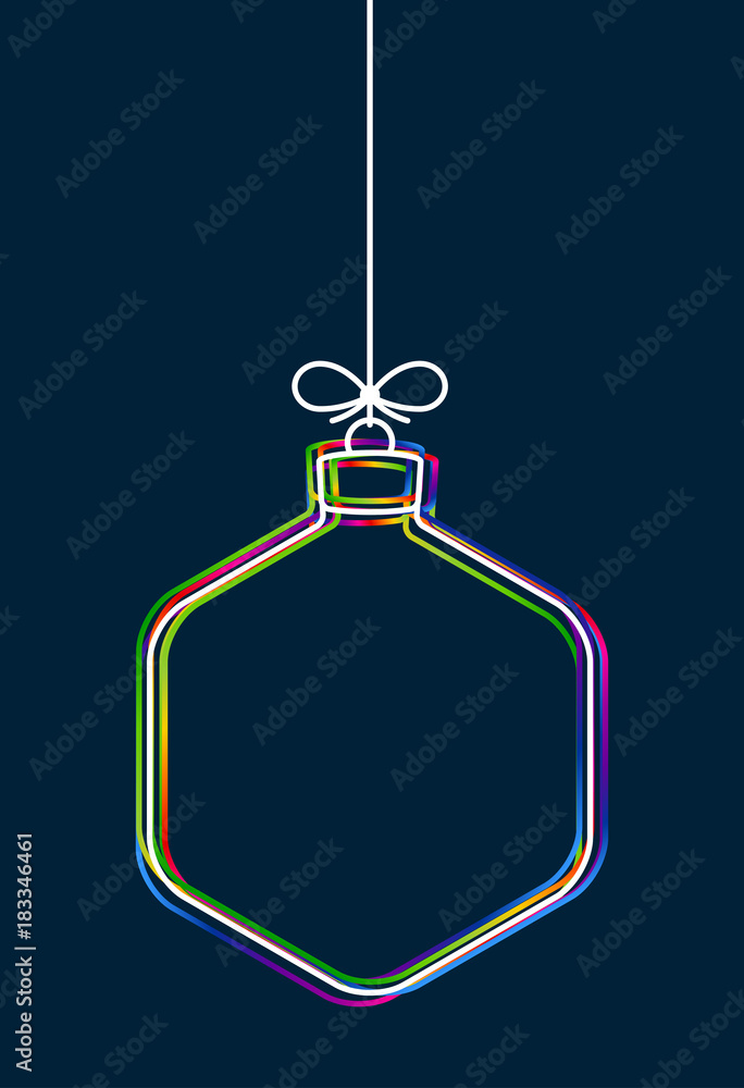 Leinwandbilder vector hanging abstract colorful christmas ball on a string with a bow consisting of multicolored ou