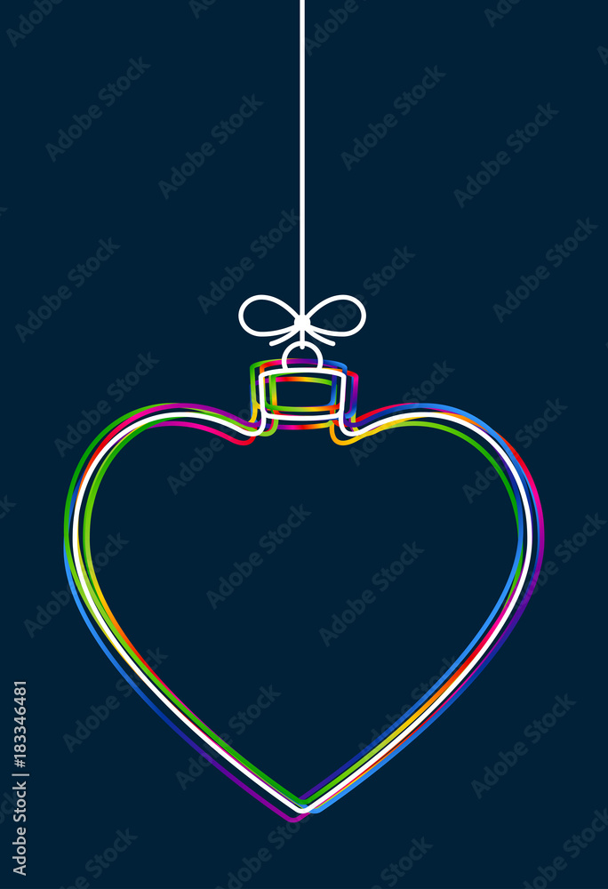 Leinwandbilder vector hanging abstract colorful christmas ball on a string with a bow consisting of multicolored ou