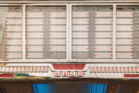 Old jukebox with empty music labe