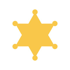 Yellow sheriff star. Vector illustration.