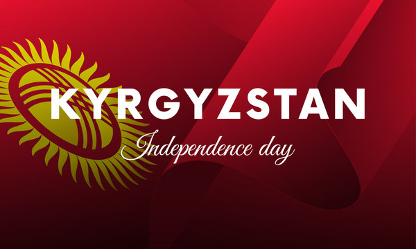 Banner or poster of Kyrgyzstan independence day celebration. Waving flag. Vector illustration.