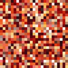 Seamless abstract background with red, orange, brown squares, vector illustration