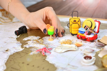 Planning the holiday trip background. Travel concept.