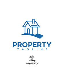 Fototapeta premium Home logo, green eco house real estate