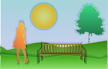 silhouette of a girl in nature