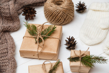 Christmas and new year concept. Different decoration. Close up view