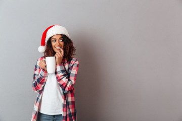 Portrait of a smiling thoughtful african girl