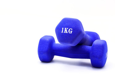 Two dumbbells weighing one kilogram for exercise
