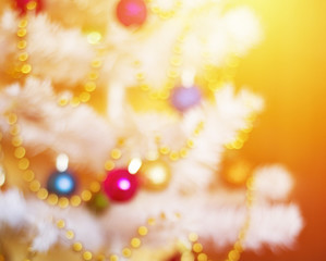 defocused or blured christmas tree with decoration