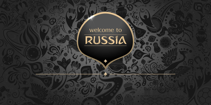 Welcome to Russia, horizontal banner, vector template